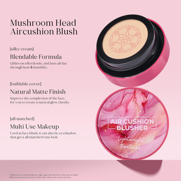 Kyda Air Cushion Blush Mushroom Head Air Cushion Blusher Natural Glow Liquid Blusher For Cheeks And Eyes Buildable Matte Coverage Lightweight Blendable Silky Cream Blush Makeup 04 Cameo Brown