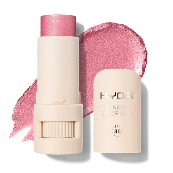 Kyda Mineral Color Balm Buildable Shimmer Color For Lips And Cheeks Broad Spectrum Spf 35 Natural Shimmer Finish Lightweight Blendable Creamy Multiuse Blush Stick Pink