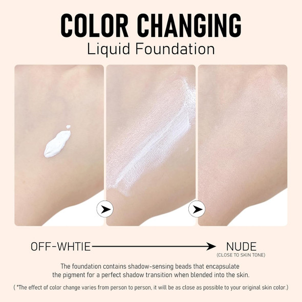 Kyda Color Changing Foundation Spf 50 Base Makeup Buildable Matte Coerage Lasting Moisturizing Face Concealer Skin-Improving Foundation Makeup With Hydrating Formula