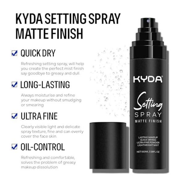 Kyda Makeup Setting Spray Ultra-Fine Lightweight Setting Mist Infused With Niacinamide Lasting Face Makeup Fixer Spray Oil Control Quick Drying Adds Camellia Flower Extract 3.38 Fl Oz
