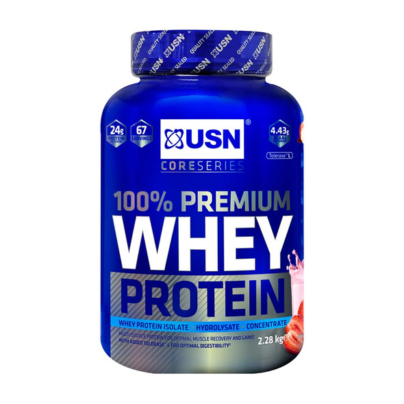 USN 100% Whey Strawberry 908 g: Premium Whey Protein Whey Isolate Protein Powder Blend for Muscle Building & Maintenance