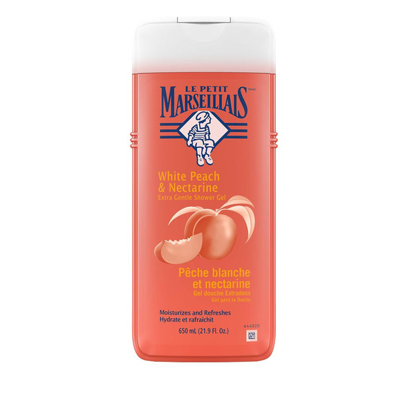 Le Petit Marseillais Extra Gentle Shower Gel With White Peach & Nectarine Moisturizing & Nourishing French Body Wash Ph Neutral For Skin 21.9 Fl. Oz