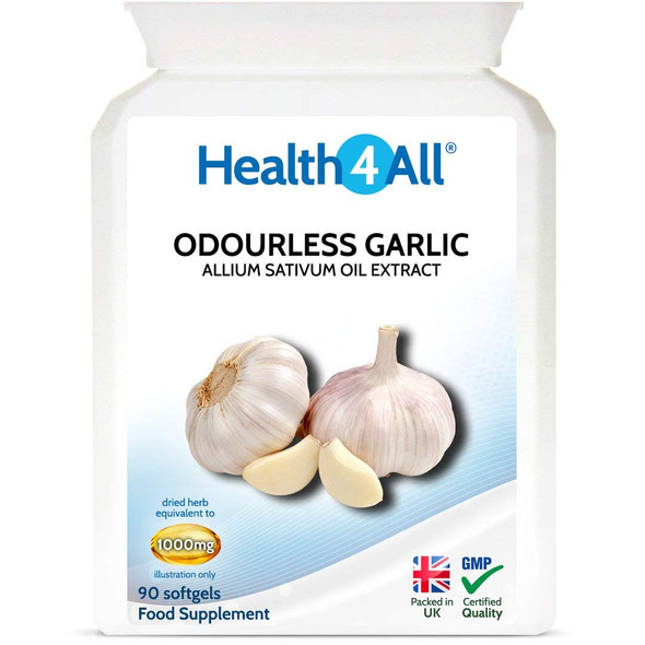 Odourless Garlic 1000mg 90 Softgels . Natural Immune Support and Healthy Heart. Health4All