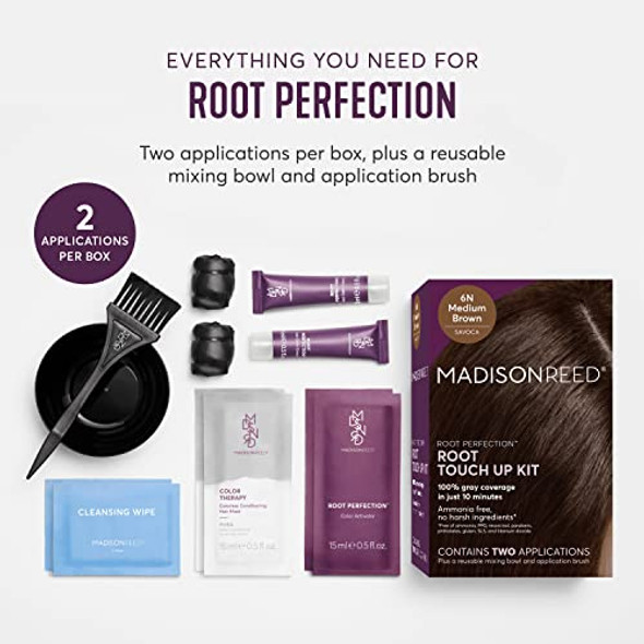 Madison Reed Root Touch Up Bundle - Root Perfection In Savoca Medium Brown - 6N And The Great Cover Up In Terra Medium Brown