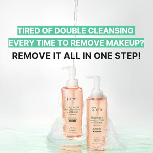 Make P:Rem Safe Me. Oil To Foam Cleanser Korean Face Wash Gentle Transforming Makeup Remover For Sensitive Skin 6.76 Fl Oz 200Ml