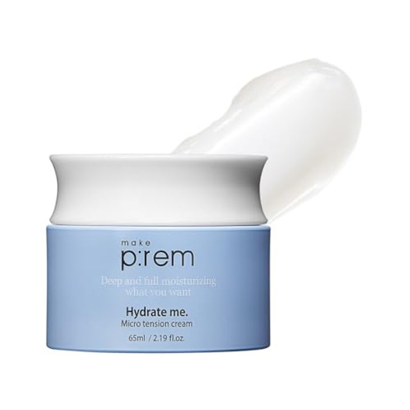 Make P:Rem Hydrate Me. Micro Tension Cream Moisturizing Watery Gel Type Non-Sticky Finish Hydrating Facial Cream For Dry Sensitive Oily Acne-Prone Skin Korean Skin Care 2.19 Fl Oz 65Ml