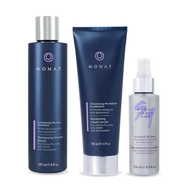 Monat Revive Volumizing System – Hair Volume Enhancer Set With Revive Shampoo Volumizing Conditioner & Volume And Lift Spray