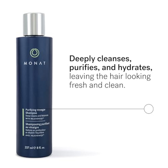 Monat Purifying Vinegar Shampoo - Gentle High-Performance Apple Cider Vinegar & Potent Aha Natural Shampoo Deeply Cleanses Purifies & Hydrates Hair - Net Wt. 237 Ml / 8 Fl. Oz.