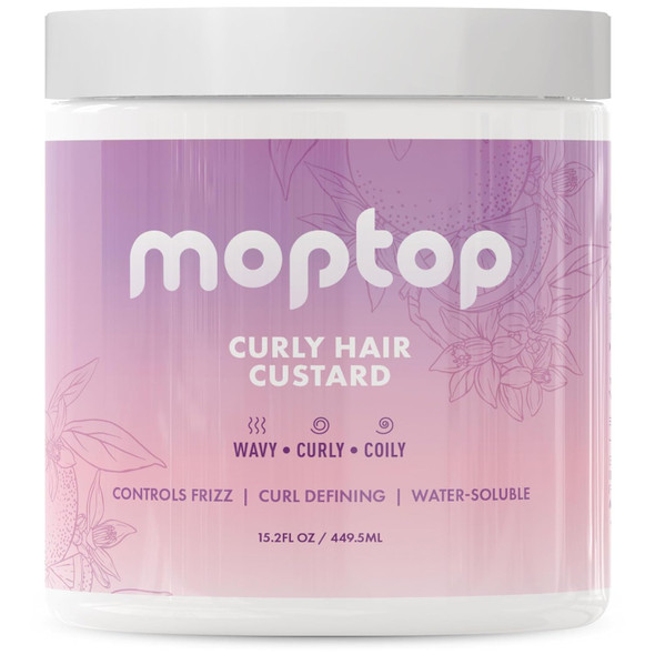 Moptop Curly Hair Gel Custard - Styling Gel For Moisturizing And Defining Soft Curls Lightweight And Anti Frizz Curly Hair Products For Waves Coils & Kinks (Citrus Kumquat 8Oz)