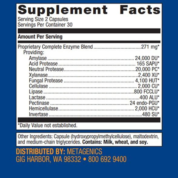 Metagenics SpectraZyme Complete Broad-Spectrum Digestive Support 30 Servings