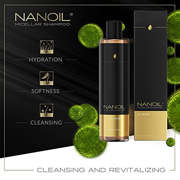Nanoil Algae Micellar Shampoo 300Ml - Micellar Shampoo Rich In Algae Extract Deep Cleansing Hydration Boost Softness For Dry Hair And Sensitive Scalp