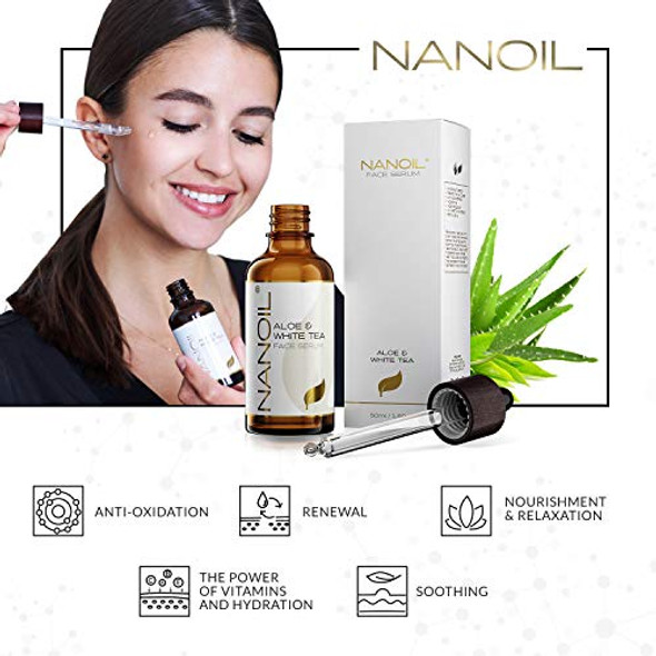 Nanoil Aloe & White Tea Face Serum 50Ml - Nourishing Revitalizing Age-Defying Face Serum With Aloe & White Tea