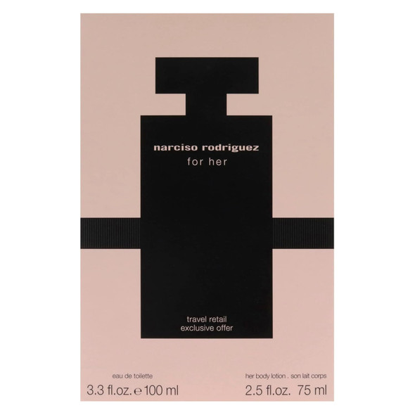 Narciso Rodriguez For Her Edt Set (Eau De Toilette 3.3 Fl. Oz + Edt Mini 0.33 Fl. Oz + Body Lotion 1.6 Fl. Oz)