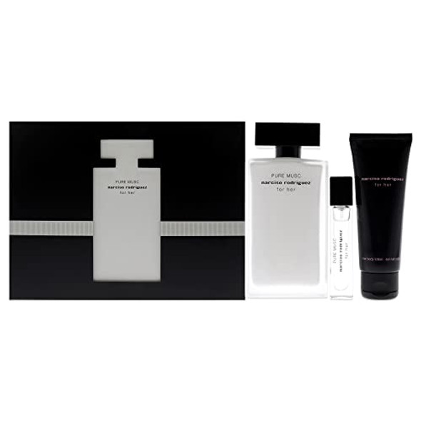 Narciso Rodriguez Pure Musc 3.3Oz Edp Spray 0.33Oz Edp Spray 2.5Oz Body Lotion Women 3 Pc Set