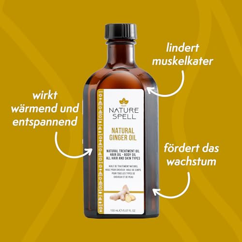 Nature Spell Ginger Oil For Hair & Body Pre-Diluted Oil To Reduce Dandruff Ease Muscle Aches And Revitalise Skin Multipurpose Use For All Hair & Skin Types Vegan 5.07 Fl Oz