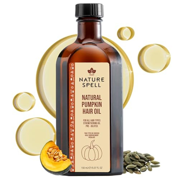 Nature Spell Pumpkin Seed Oil For Hair Pre-Diluted Oil For Strength & Growth Nourishes Brittle Strands Reduces Split Ends & Adds Shine Multipurpose Use For All Hair Types Vegan 5.07 Fl Oz