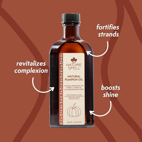 Nature Spell Pumpkin Seed Oil For Hair Pre-Diluted Oil For Strength & Growth Nourishes Brittle Strands Reduces Split Ends & Adds Shine Multipurpose Use For All Hair Types Vegan 5.07 Fl Oz