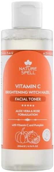 Nature Spell Witch Hazel Facial Toner With Vitamin C Aloe Vera & Rose Water Vegan Alcohol- Formula 6.76 Fl Oz