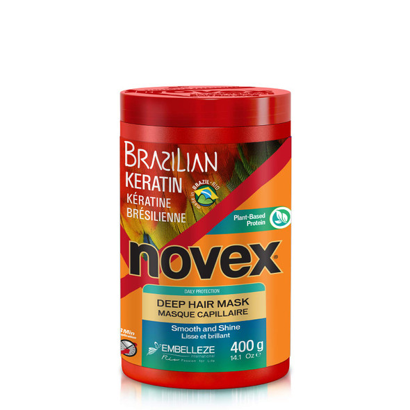Novex Brazilian Keratin Hair Mask 14 Oz - Reconstructive Keratin Frizz Control & Damage Repair