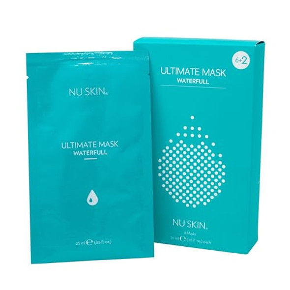 Nu Skin Ultimate Mask Waterfull - Botanical Eucalyptus Microfiber Hydration Transparent Face Mask Adhesive Skin Care Mask Maximum Moisturization Mask For Soft Supple Skin (8 Masks)