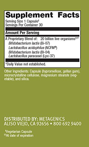 Metagenics UltraFlora Restore Daily Probiotic Intestinal Support | 30 Capsules