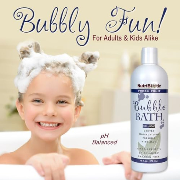 Nutribiotic Bubble Bath Fresh Fruit 16 Oz. Twin Pack Gentle Moisturizing With Gse Aloe & Botanicals Bubble Bath Fun For Kids Too Tear- Oil- Vegan Hypoallergenic & Ph-Balanced