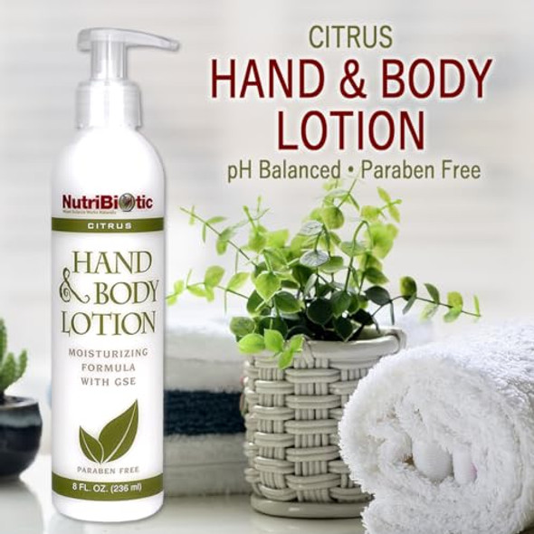 Nutribiotic – Hand & Body Lotion Citrus 8 Fl Oz Biodegradable Vegan Gentle Moisturizing No Dyes Or Colorings Ph Balanced With Citricidal Brand Grapefruit Seed Extract No Parabens