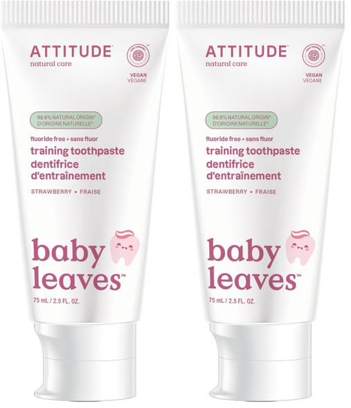 Attitude Baby And Child Fluoride- Training Toothpaste Ewg Verified Naturally Derived Ingredients Vegan Strawberry 2.6 Oz