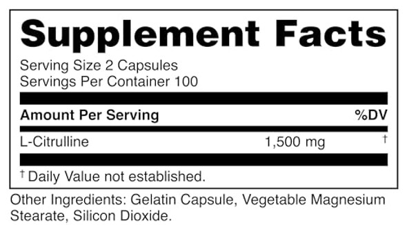 Bucked Up L-Citrulline 200 Capsules 1500Mg Per Serving Gluten- Non-Gmo Third-Party Tested Premium Citrulline Supplement For Daily Use - 100 Servings (200 Capsules)