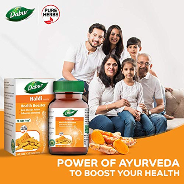 Dabur Haldi Tablet - Health Booster Anti Allergen Enhances Immunity (Pack Of 2 160 Tablets)