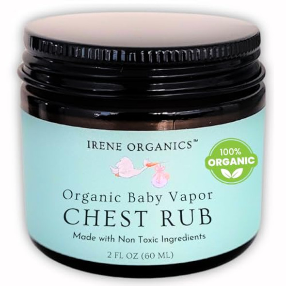 Irene Organics Organic Baby Vapor Chest Rub Clean Vapo Rub Made With Non Toxic Ingredients Like Eucalyptus Essential Oils Safe For All Ages Borns And Infants Sick Kids Essentials