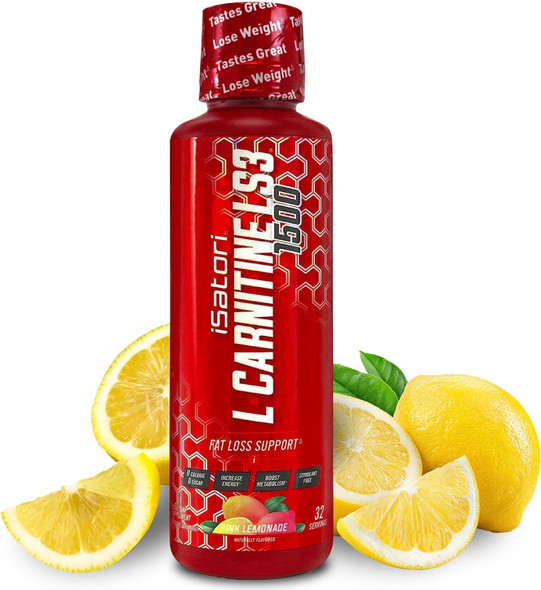 Isatori L-Carnitine Ls3 1500 Triple-Blend Liquid L Carnitine Supplement With Acetyl & Tartrate Stimulant Energy Low Calories Sugar Or Gluten Keto-Friendly Pink Lemonade (32 Servings)