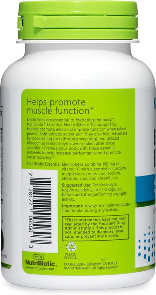 Nutribiotic Essential Electrolytes 100 Ct Capsules Supports Increased Performance & Faster Recovery Pharmaceutical Grade Vitamin C With Electrolytes For Rehydration Vegan Gluten- & Non-Gmo