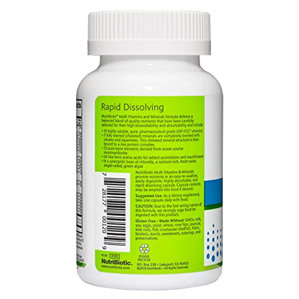 Nutribiotic– Multi Vitamins & Minerals 90 Ct Capsules (Formerly Hypoallergenic Multiple) 72 Pure Trace Elements In A Base Of Chlorella Pharmaceutical-Grade & Highly Absorbable Gluten
