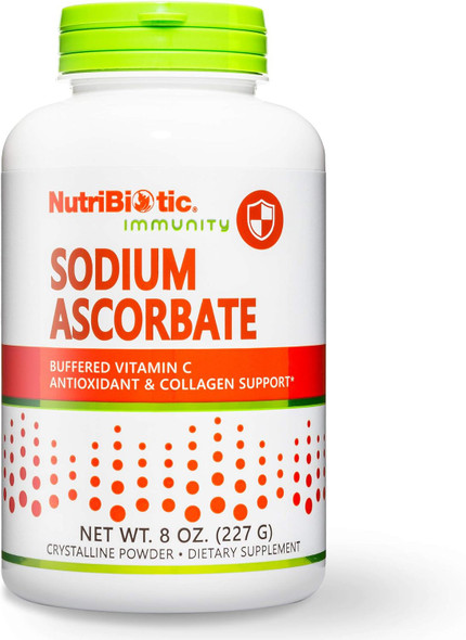 Nutribiotic - Sodium Ascorbate Buffered Vitamin C Powder 8 Oz Vegan Non Acidic & Easier On Digestion Than Ascorbic Acid Essential Immune Support & Antioxidant Supplement Gluten & Gmo