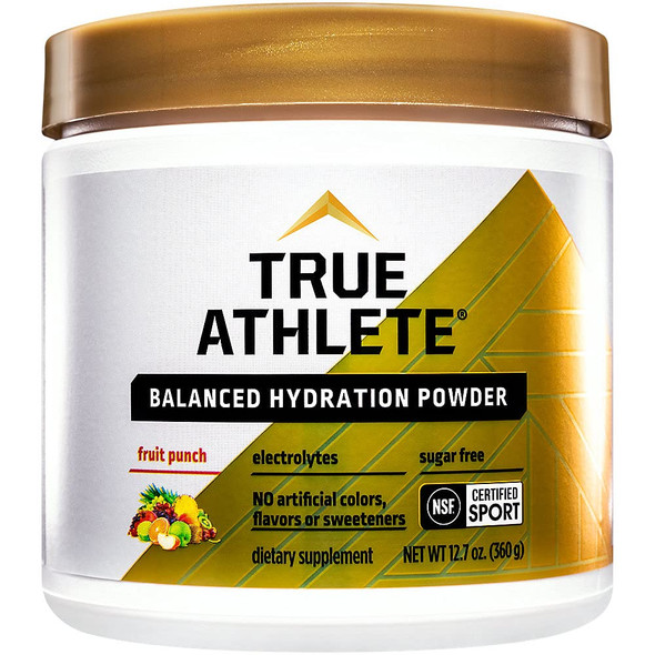True Athlete Balanced Hydration Powder Fruit Punch Flavor Promotes Hydration Before Exercise Easy To Mix Nsf For Sport (12.86 Ounces Powder)