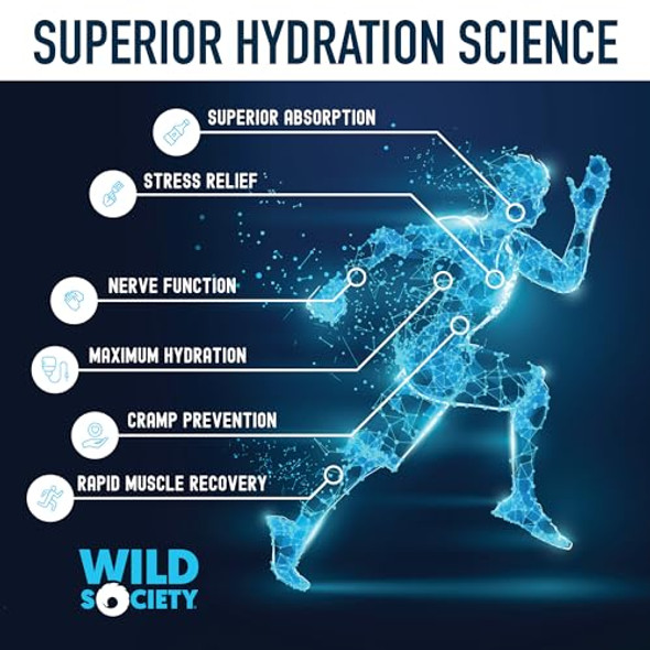 Wild Society - Premium Zero Sugar Electrolytes Powder Drink Mix 3X Absorption Magnesium Glycinate - Sugar Low Calorie Science Backed Refreshing Hydration Strawberry Dragon Fruit 30 Servings