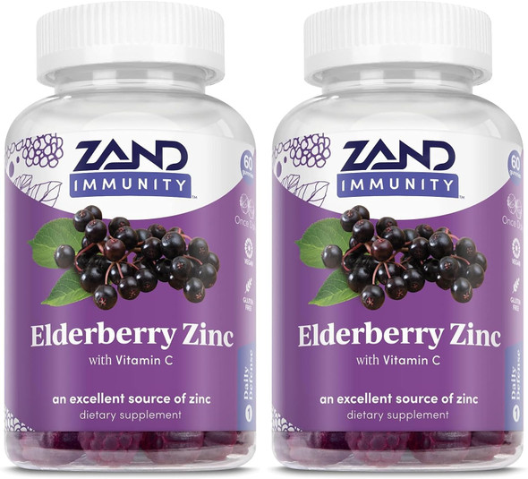 Zand Elderberry Zinc Immunity Gummies With Vitamin C Year-Round Immune Support For Children & Adults 60Ct 30 Serv.