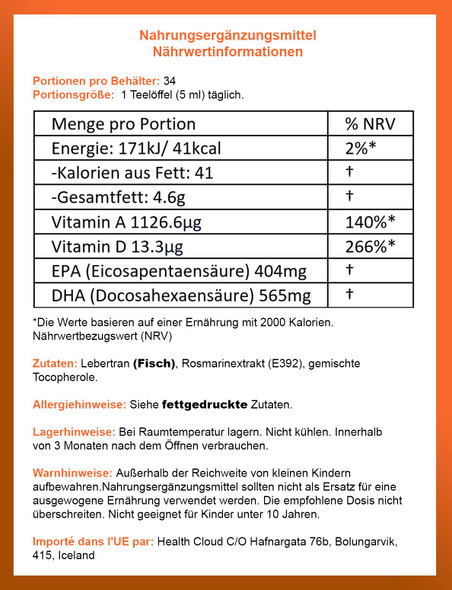 DROPI Clean Icelandic Fish Oil  170ml Liquid (Unflavoured)