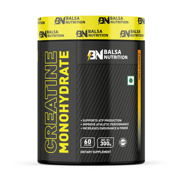 Balsa Nutrition Creatine Monohydrate Powder- 300g, 5g Per Serving (Unflavored) | Supports Muscle Strength, Workout & Performance Recovery, Produce Energy, Immune Booster | Non- GMO