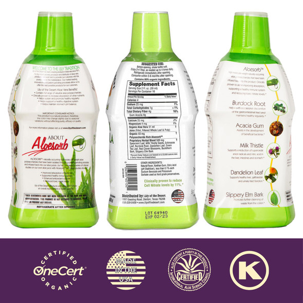 Lily Of The Desert Detox Formula 2-Pack – Aloe Vera and Trusted Herbs for Urinary Tract Gallbladde  and Liver Support 32 Oz Ea