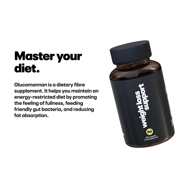 Numan Weight Loss Support – Glucomannan Capsules 1000mg  Natural Fibre from Konjac Root to Help Reduce Appetite & Support Digestion  Vegan-Friendly  180 Capsules