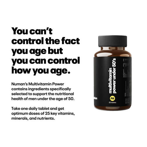Numan Multivitamin Power Tablets for Under 50s  CoQ10  Vitamin A C D E K  23 Essential Vitamins Minerals & Nutrients for Men 30 Tablets