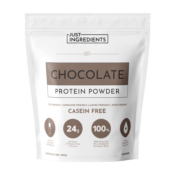 JUST INGREDIENTS Chocolate Protein Powder – 30-Serving Blend with 100% Grass-Fed Whey & Organic Plant Proteins – Rich Cocoa Flavor – Supports Muscle Recovery Energy & Satiety* – No Artificial Sweeteners or Fillers Visit the JUST INGREDIENTS Store
