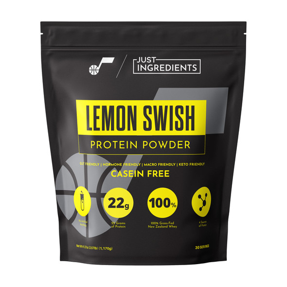 JUST INGREDIENTS Lemon Swish Protein Powder - Grass-Fed Whey Lemon Flavor - 144 lb