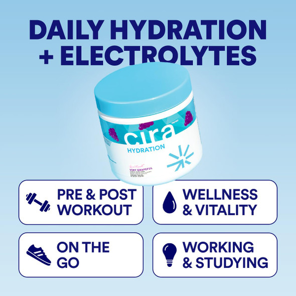 Cira Hydration Powder (45 Servings) x Alicia McCarvell's Electrolyte Drink Mix with Himalayan Salt for Dehydration Relief and Recovery - Very Grapeful