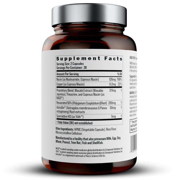 BIOSTACK NAD Regen (30 Days Supply) - Advanced NAD+ Supplement with NAD3 üth Spermidine Resveratrol Niacinamide | NMNH Alternative | Anti Aging Longevity & Cellular Health Vitamin B3 Complex