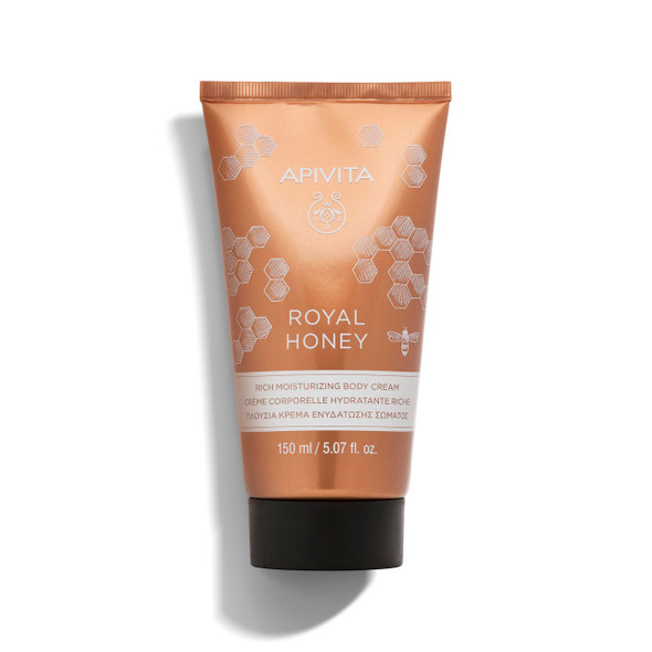 Apivita Royal Honey Rich Moisturizing Body Cream | Deeply Moisturizes Nourishes & Replenishes with Honey & Beeswax 150 mL