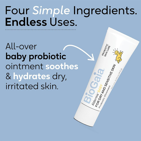 BioGaia Baby Probiotic Ointment  Soothes & Hydrates Dry Irritated & Sensitive Skin  Use It From Head to Toe  Formulated With Plant-Based Oils & Probiotics  Steroid Free & Microbiome-Friendly  0.8