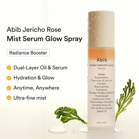 Abib Jericho Rose Mist Serum, Glow Spray 3.38 fl oz I Hydrating Essential Face Facial Body Mist Bottle, Radiance Booster, Fine Dual-Layer Oil & Serum, Vegan Skincare I 4 Types of Seed Oil